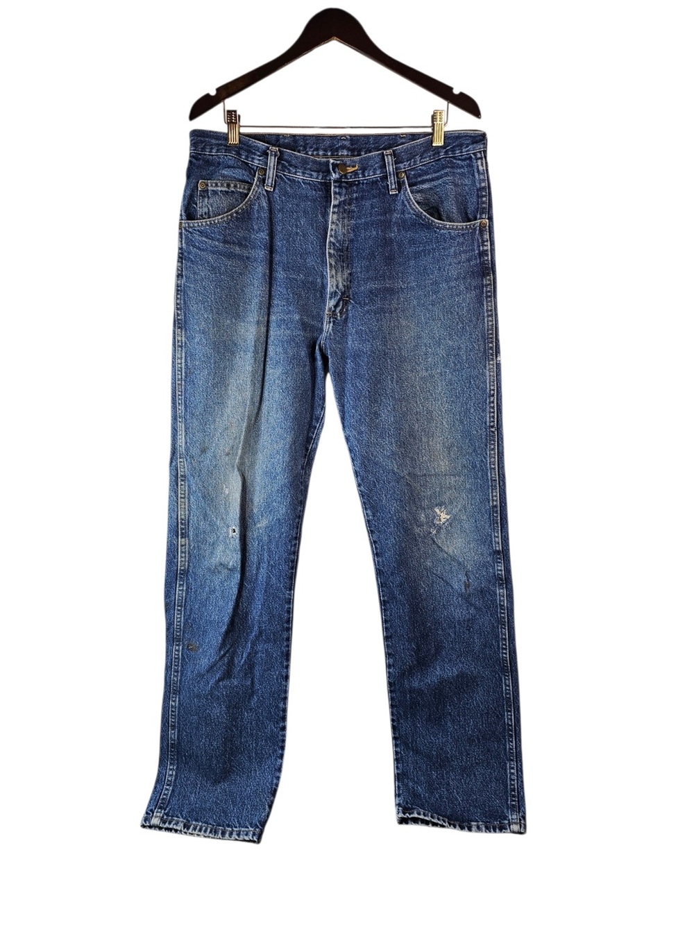 Wrangler Mens Premium Quality Regular Fit Blue Denim Jeans 36x34